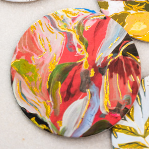 FOIL COASTER PACK: BLUE AND RED FLORAL